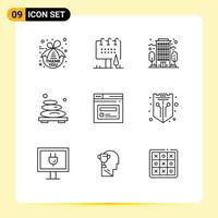 Set of 9 Modern UI Icons Symbols Signs for internet spa commercial relax hot Editable Vector Design Elements