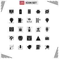 25 User Interface Solid Glyph Pack of modern Signs and Symbols of science education electricity mobile digital Editable Vector Design Elements