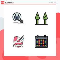 Set of 4 Modern UI Icons Symbols Signs for search egg internet paint brush colander Editable Vector Design Elements