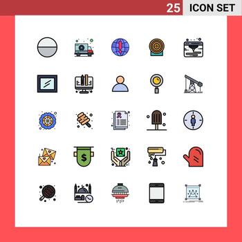 25 colores planos de línea rellena universales establecidos para aplicaciones web y móviles navegador web interior logro de Internet elementos de diseño vectorial editables vector