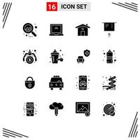 Pack of 16 creative Solid Glyphs of protein additive atm idea making Editable Vector Design Elements