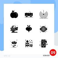 9 iconos creativos signos y símbolos modernos de señal de nabo globo contaminación alimentaria elementos de diseño vectorial editables vector