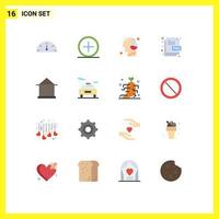 16 Thematic Vector Flat Colors and Editable Symbols of file type document head design science Editable Pack of Creative Vector Design Elements