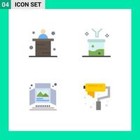 User Interface Pack of 4 Basic Flat Icons of desk ad reception data filtering print Editable Vector Design Elements