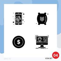 Thematic Vector Solid Glyphs and Editable Symbols of advertising badge speaker flour sack wreath Editable Vector Design Elements