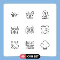 Universal Icon Symbols Group of 9 Modern Outlines of color call car telephone communication Editable Vector Design Elements