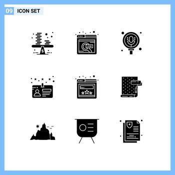User Interface Pack of 9 Basic Solid Glyphs of rating license online job driver pack Editable Vector Design Elements