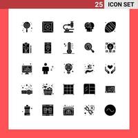 25 Thematic Vector Solid Glyphs and Editable Symbols of ball human laboratory hearing better Editable Vector Design Elements