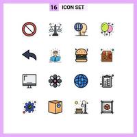 Universal Icon Symbols Group of 16 Modern Flat Color Filled Lines of manager arrow finance party balloon Editable Creative Vector Design Elements