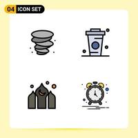 User Interface Pack of 4 Basic Filledline Flat Colors of storm asia coffee drinks ramadan Editable Vector Design Elements
