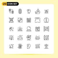 25 Universal Line Signs Symbols of breakfast office rug desk thinking Editable Vector Design Elements