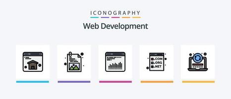 Web Development Line Filled 5 Icon Pack Including development. web. flowchart. page. web. Creative Icons Design vector