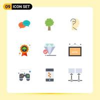 Mobile Interface Flat Color Set of 9 Pictograms of badge patrick spring leaf question Editable Vector Design Elements