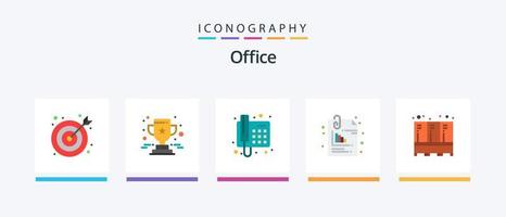 Office Flat 5 Icon Pack Including furniture. pin. phone. office. document. Creative Icons Design vector