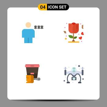 Editable Vector Line Pack of 4 Simple Flat Icons of avatar paint human rose color Editable Vector Design Elements