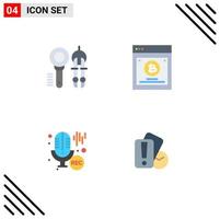 Pack of 4 creative Flat Icons of search mic tool comparing professional Editable Vector Design Elements