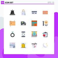 Modern Set of 16 Flat Colors and symbols such as share time credit card year date Editable Pack of Creative Vector Design Elements