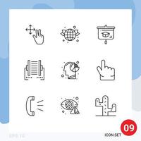 9 Thematic Vector Outlines and Editable Symbols of graph transfer education digital connection Editable Vector Design Elements