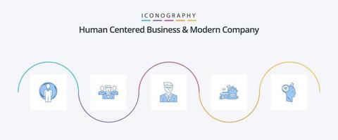 Paquete de iconos azul 5 de empresa moderna y empresa centrada en el ser humano, incluido el usuario. villa. hombre. espacio. casa vector