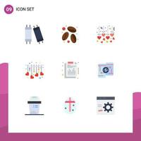 9 Thematic Vector Flat Colors and Editable Symbols of mobile quarterly honeymoon financial valentine Editable Vector Design Elements