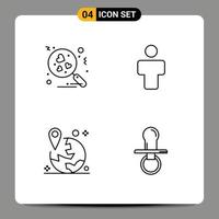 4 User Interface Line Pack of modern Signs and Symbols of heart map avatar profile navigation Editable Vector Design Elements