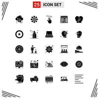 Set of 25 Commercial Solid Glyphs pack for eco mind design ramadan calendar touch Editable Vector Design Elements