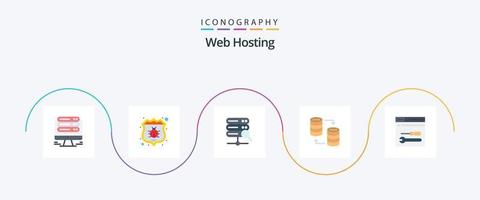 Web Hosting Flat 5 Icon Pack Including service. share. web. storage. server vector