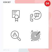 4 Thematic Vector Filledline Flat Colors and Editable Symbols of certificate search communication phone error Editable Vector Design Elements