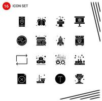 Modern Set of 16 Solid Glyphs and symbols such as electronics space farming science atom Editable Vector Design Elements