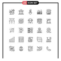 25 Thematic Vector Lines and Editable Symbols of hardware computer finance and business hat movember Editable Vector Design Elements