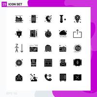 25 Universal Solid Glyphs Set for Web and Mobile Applications dollar idea closed business game Editable Vector Design Elements