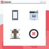 Flat Icon Pack of 4 Universal Symbols of devices death tablet popup graveyard Editable Vector Design Elements