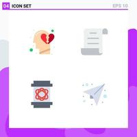 4 Thematic Vector Flat Icons and Editable Symbols of emotions science break heart script message Editable Vector Design Elements