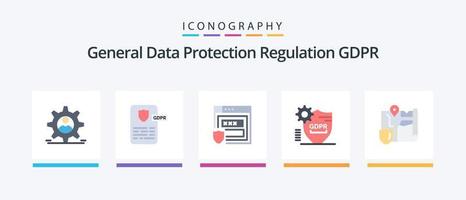 paquete de iconos gdpr flat 5 que incluye gdpr. seguro. gdpr. proteccion. gdpr. diseño de iconos creativos vector