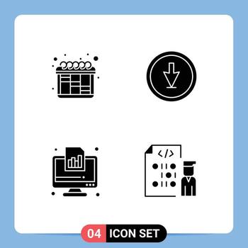 Modern Set of 4 Solid Glyphs and symbols such as iteration diagram arrow navigation graph Editable Vector Design Elements