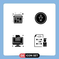 Modern Set of 4 Solid Glyphs and symbols such as iteration diagram arrow navigation graph Editable Vector Design Elements