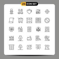 Pictogram Set of 25 Simple Lines of interface target healthcare money finance Editable Vector Design Elements