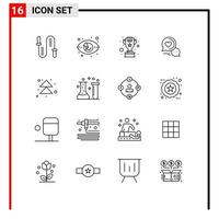 Mobile Interface Outline Set of 16 Pictograms of romantic chat message market watch chat bubble silver Editable Vector Design Elements