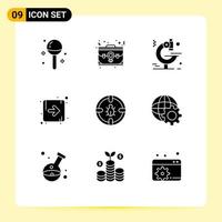 Modern Set of 9 Solid Glyphs Pictograph of internet right office direction research Editable Vector Design Elements