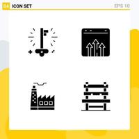 4 User Interface Solid Glyph Pack of modern Signs and Symbols of business building success graph construction Editable Vector Design Elements