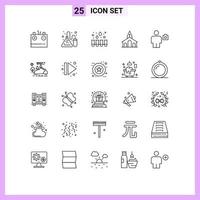 paquete de línea de 25 símbolos universales de avatar cruz laboratorio iglesia cristiana elementos de diseño vectorial editables vector