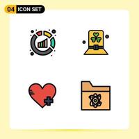 4 Creative Icons Modern Signs and Symbols of analytics add analysis green heart Editable Vector Design Elements
