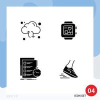 Modern Set of 4 Solid Glyphs Pictograph of cloud task arrow handwatch check Editable Vector Design Elements