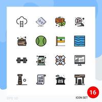 Universal Icon Symbols Group of 16 Modern Flat Color Filled Lines of social network network thanksgiving newsletter Editable Creative Vector Design Elements