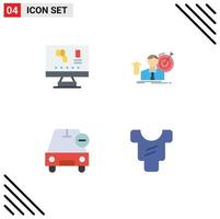 Flat Icon Pack of 4 Universal Symbols of biology car science target less Editable Vector Design Elements