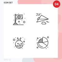 Pack of 4 Modern Filledline Flat Colors Signs and Symbols for Web Print Media such as day insect irish plane beetle Editable Vector Design Elements