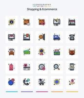 Creative Shopping And Ecommerce 25 Line FIlled icon pack  Such As store. online. secure. store. online vector