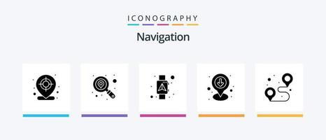 Navigation Glyph 5 Icon Pack Including pin. map. navigator. location. download. Creative Icons Design vector