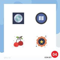 4 Thematic Vector Flat Icons and Editable Symbols of bathroom cherry find mapquest fruit Editable Vector Design Elements