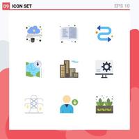 9 Thematic Vector Flat Colors and Editable Symbols of building location arrows track google Editable Vector Design Elements